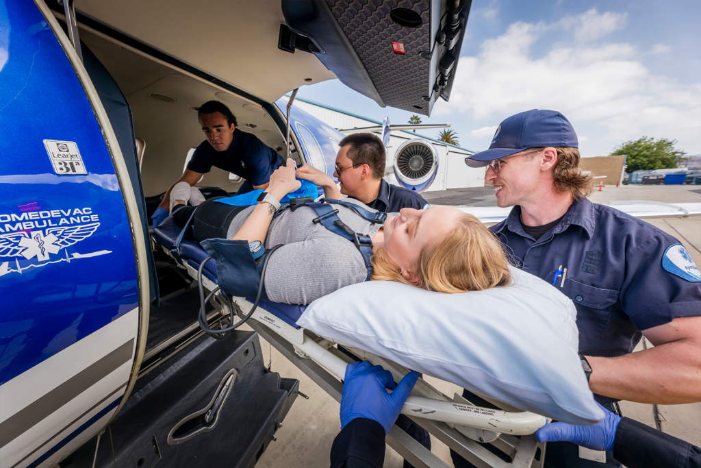 Patient loaded into medevac