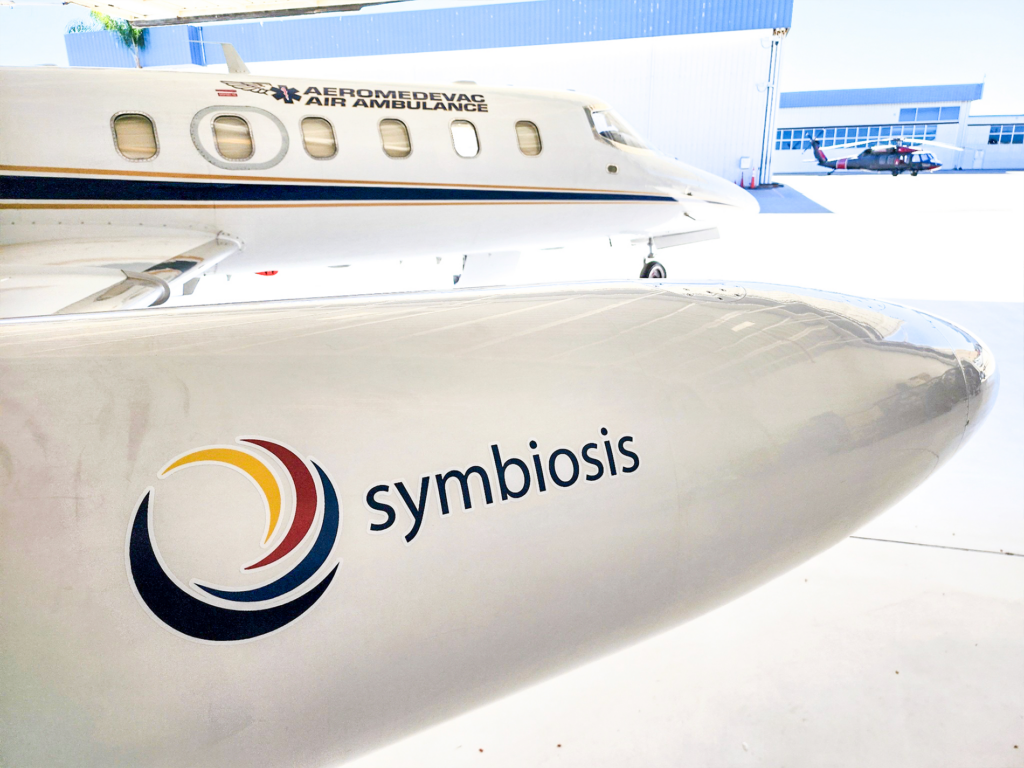 Symbiosis logo on jet